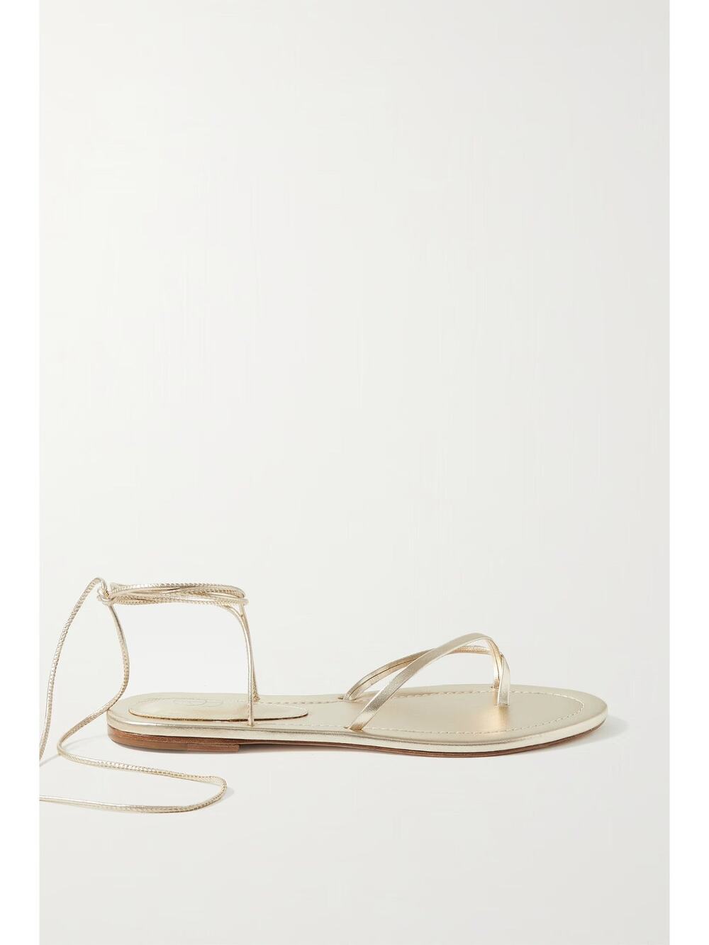 Porte & Paire Metallic Leather Sandals - 8 - Gold